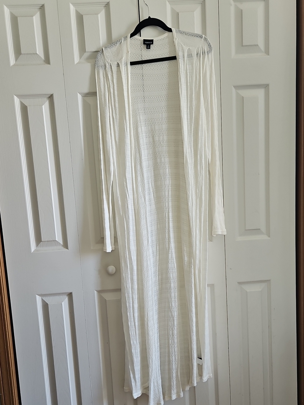 SALE! Torrid White Open Crochet Knit Cardigan Duster